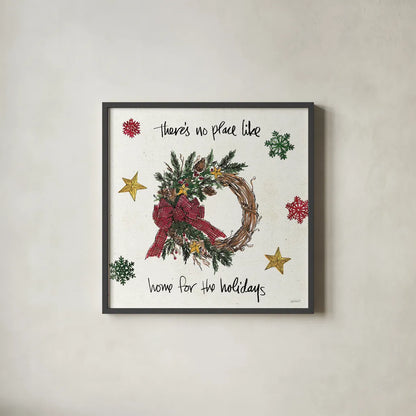 Christmas in the Woods IV by Anne Tavoletti. Shown in a sleek black glass frame for a contemporary gallery look. Available as an archival giclee rolled canvas, fine art paper, or poster print. SKU 57593a.