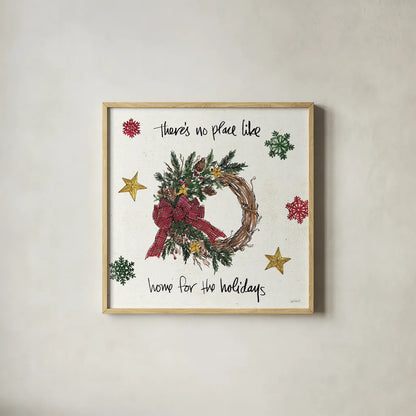 Christmas in the Woods IV by Anne Tavoletti. Shown in a natural wood glass frame for a timeless modern aesthetic. Available as an archival giclee rolled canvas, fine art paper, or poster print. SKU 57593a.