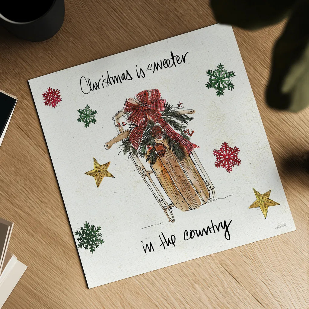 Christmas in the Woods V by Anne Tavoletti. Shown as a detailed flat fine art print, highlighting archival giclee quality. Available as an archival giclee rolled canvas, fine art paper, or poster print. SKU 57594a.