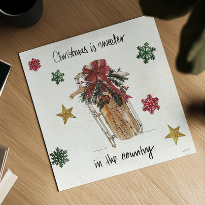 Christmas in the Woods V by Anne Tavoletti. Shown as a detailed flat fine art print, highlighting archival giclee quality. Available as an archival giclee rolled canvas, fine art paper, or poster print. SKU 57594a.