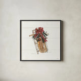 Christmas in the Woods V No Words by Anne Tavoletti. Shown in a sleek black glass frame for a contemporary gallery look. Available as an archival giclee rolled canvas, fine art paper, or poster print. SKU 66634a.