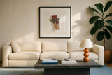 Christmas in the Woods V No Words by Anne Tavoletti. Displayed in a glass frame with matte in a clean modern living room. Available as an archival giclee rolled canvas, fine art paper, or poster print. SKU 66634a.