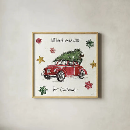 Christmas in the Woods VI by Anne Tavoletti. Shown in a natural wood glass frame for a timeless modern aesthetic. Available as an archival giclee rolled canvas, fine art paper, or poster print. SKU 57595a.