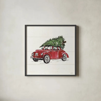 Christmas in the Woods VI No Words by Anne Tavoletti. Shown in a sleek black glass frame for a contemporary gallery look. Available as an archival giclee rolled canvas, fine art paper, or poster print. SKU 66635a.