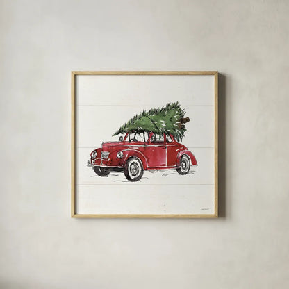 Christmas in the Woods VI No Words by Anne Tavoletti. Shown in a natural wood glass frame for a timeless modern aesthetic. Available as an archival giclee rolled canvas, fine art paper, or poster print. SKU 66635a.