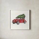 Christmas in the Woods VI No Words by Anne Tavoletti. Shown in a crisp white glass frame for a clean and minimalist style. Available as an archival giclee rolled canvas, fine art paper, or poster print. SKU 66635a.