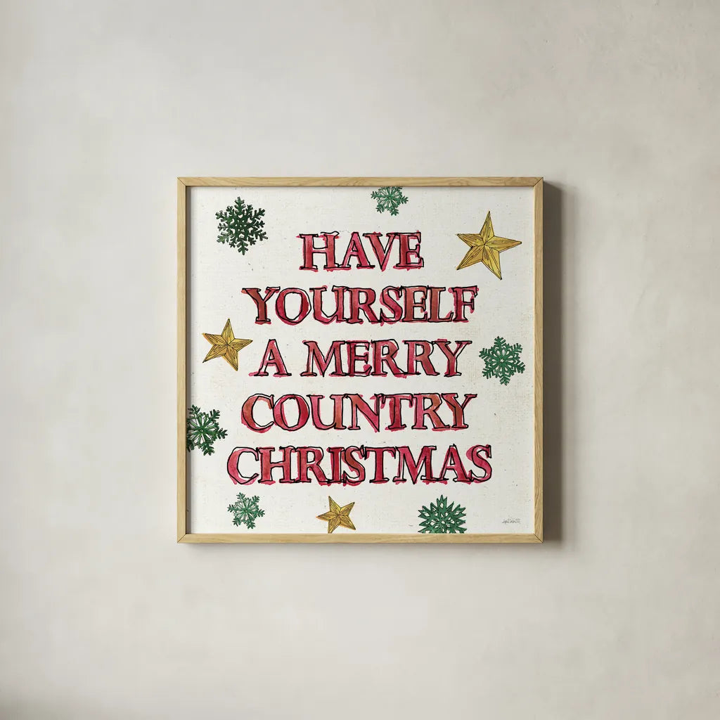 Christmas in the Woods VII by Anne Tavoletti. Shown in a natural wood glass frame for a timeless modern aesthetic. Available as an archival giclee rolled canvas, fine art paper, or poster print. SKU 57596a.