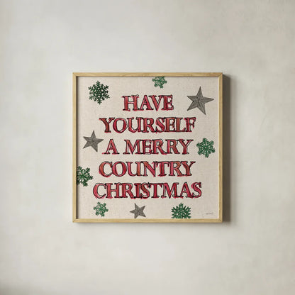 Christmas in the Woods VII Linen by Anne Tavoletti. Shown in a natural wood glass frame for a timeless modern aesthetic. Available as an archival giclee rolled canvas, fine art paper, or poster print. SKU 65277a.