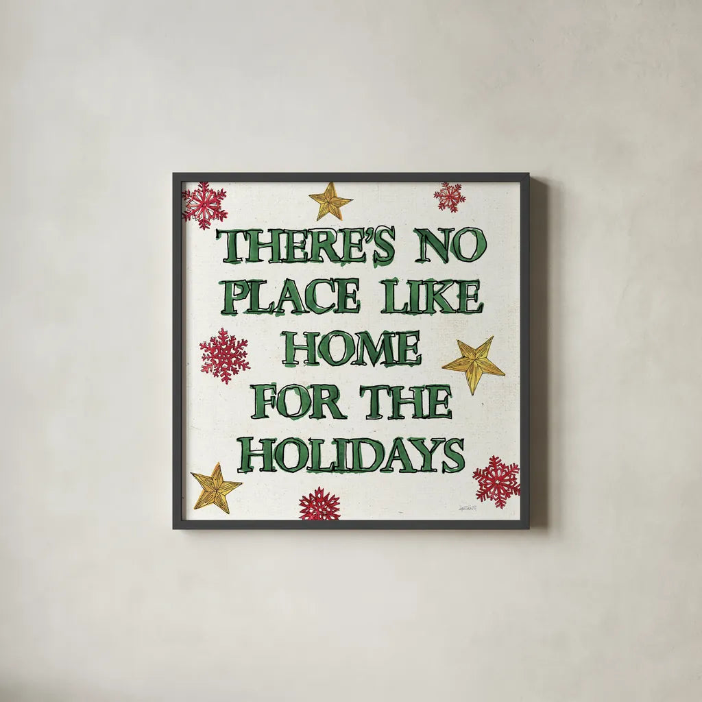 Christmas in the Woods VIII by Anne Tavoletti. Shown in a sleek black glass frame for a contemporary gallery look. Available as an archival giclee rolled canvas, fine art paper, or poster print. SKU 57597a.