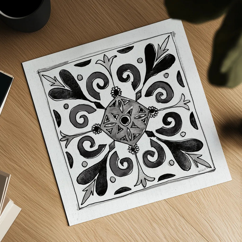 Citron Tiles I BW by Anne Tavoletti. Shown as a detailed flat fine art print, highlighting archival giclee quality. Available as an archival giclee rolled canvas, fine art paper, or poster print. SKU 50540a.