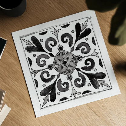 Citron Tiles I BW by Anne Tavoletti. Shown as a detailed flat fine art print, highlighting archival giclee quality. Available as an archival giclee rolled canvas, fine art paper, or poster print. SKU 50540a.