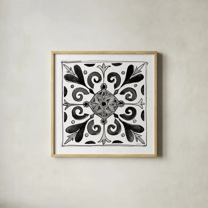 Citron Tiles I BW by Anne Tavoletti. Shown in a natural wood glass frame for a timeless modern aesthetic. Available as an archival giclee rolled canvas, fine art paper, or poster print. SKU 50540a.