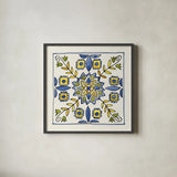 Citron Tiles II by Anne Tavoletti. Shown in a sleek black glass frame for a contemporary gallery look. Available as an archival giclee rolled canvas, fine art paper, or poster print. SKU 20549a.