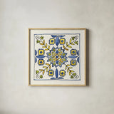 Citron Tiles II by Anne Tavoletti. Shown in a natural wood glass frame for a timeless modern aesthetic. Available as an archival giclee rolled canvas, fine art paper, or poster print. SKU 20549a.