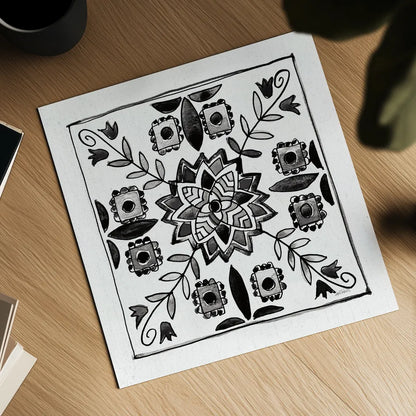 Citron Tiles II BW by Anne Tavoletti. Shown as a detailed flat fine art print, highlighting archival giclee quality. Available as an archival giclee rolled canvas, fine art paper, or poster print. SKU 62470a.