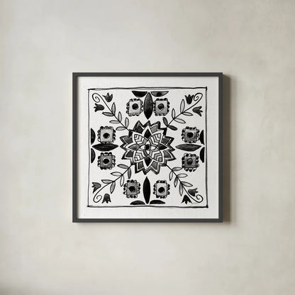 Citron Tiles II BW by Anne Tavoletti. Shown in a sleek black glass frame for a contemporary gallery look. Available as an archival giclee rolled canvas, fine art paper, or poster print. SKU 62470a.
