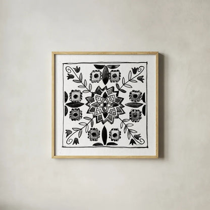 Citron Tiles II BW by Anne Tavoletti. Shown in a natural wood glass frame for a timeless modern aesthetic. Available as an archival giclee rolled canvas, fine art paper, or poster print. SKU 62470a.