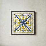 Citron Tiles III by Anne Tavoletti. Shown in a sleek black glass frame for a contemporary gallery look. Available as an archival giclee rolled canvas, fine art paper, or poster print. SKU 20550a.