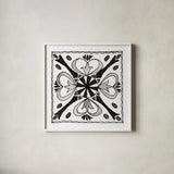 Citron Tiles III BW by Anne Tavoletti. Shown in a crisp white glass frame for a clean and minimalist style. Available as an archival giclee rolled canvas, fine art paper, or poster print. SKU 50541a.