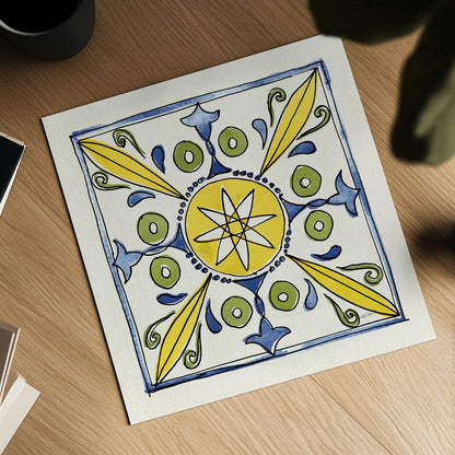 Citron Tiles IV by Anne Tavoletti. Shown as a detailed flat fine art print, highlighting archival giclee quality. Available as an archival giclee rolled canvas, fine art paper, or poster print. SKU 20551a.