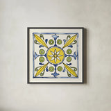 Citron Tiles IV by Anne Tavoletti. Shown in a sleek black glass frame for a contemporary gallery look. Available as an archival giclee rolled canvas, fine art paper, or poster print. SKU 20551a.