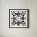 Citron Tiles IV BW by Anne Tavoletti. Shown in a sleek black glass frame for a contemporary gallery look. Available as an archival giclee rolled canvas, fine art paper, or poster print. SKU 62471a.