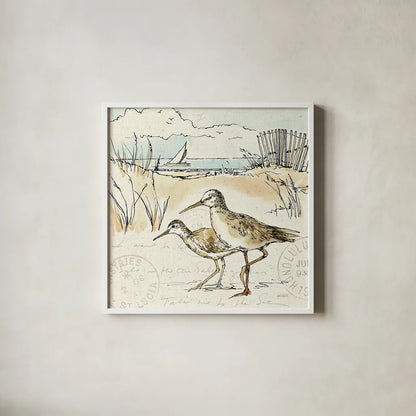 Coastal Breeze IX by Anne Tavoletti. Shown in a crisp white glass frame for a clean and minimalist style. Available as an archival giclee rolled canvas, fine art paper, or poster print. SKU 20664a.