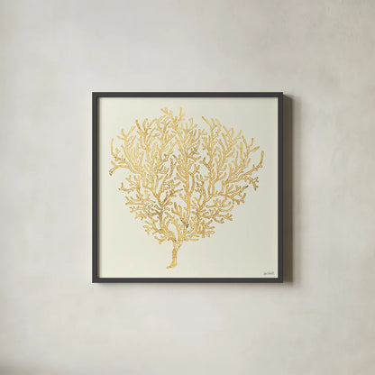 Coastal Breeze Shell Sketches I by Anne Tavoletti. Shown in a sleek black glass frame for a contemporary gallery look. Available as an archival giclee rolled canvas, fine art paper, or poster print. SKU 22646a.