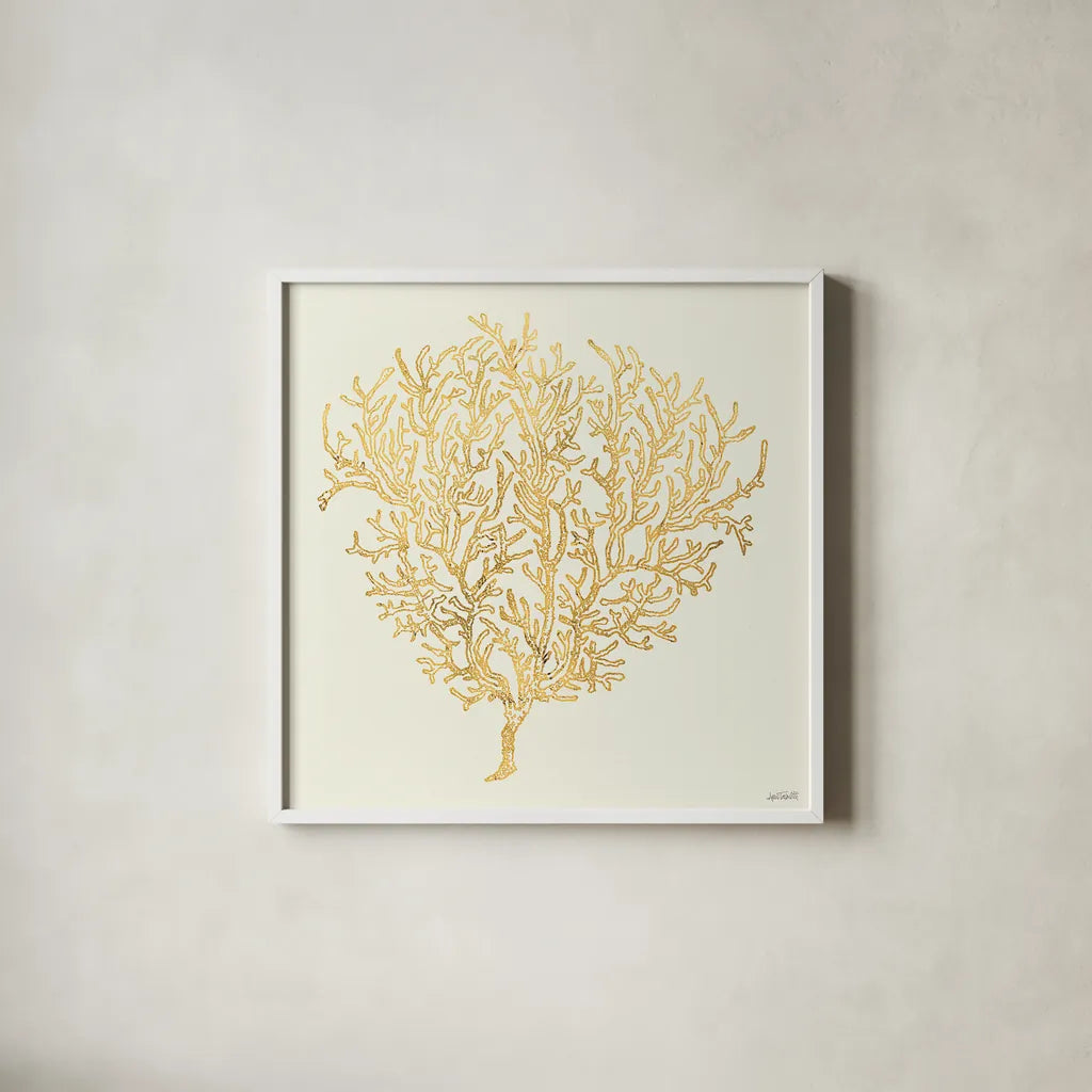 Coastal Breeze Shell Sketches I by Anne Tavoletti. Shown in a crisp white glass frame for a clean and minimalist style. Available as an archival giclee rolled canvas, fine art paper, or poster print. SKU 22646a.