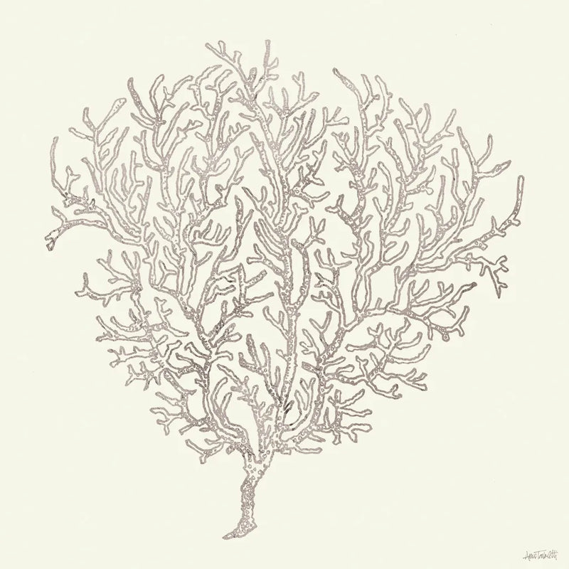 Coastal Breeze Shell Sketches I Silver by Anne Tavoletti. SKU 63505a. Archival Giclee Fine art print for wall decor.