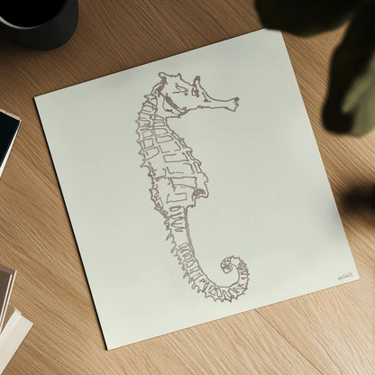 Coastal Breeze Shell Sketches II Silver by Anne Tavoletti. Shown as a detailed flat fine art print, highlighting archival giclee quality. Available as an archival giclee rolled canvas, fine art paper, or poster print. SKU 63506a.