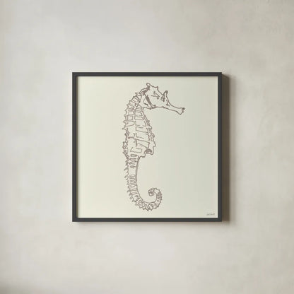 Coastal Breeze Shell Sketches II Silver by Anne Tavoletti. Shown in a sleek black glass frame for a contemporary gallery look. Available as an archival giclee rolled canvas, fine art paper, or poster print. SKU 63506a.