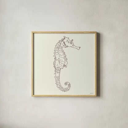 Coastal Breeze Shell Sketches II Silver by Anne Tavoletti. Shown in a natural wood glass frame for a timeless modern aesthetic. Available as an archival giclee rolled canvas, fine art paper, or poster print. SKU 63506a.