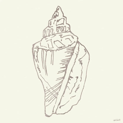 Coastal Breeze Shell Sketches III Silver by Anne Tavoletti. SKU 63507a. Archival Giclee Fine art print for wall decor.