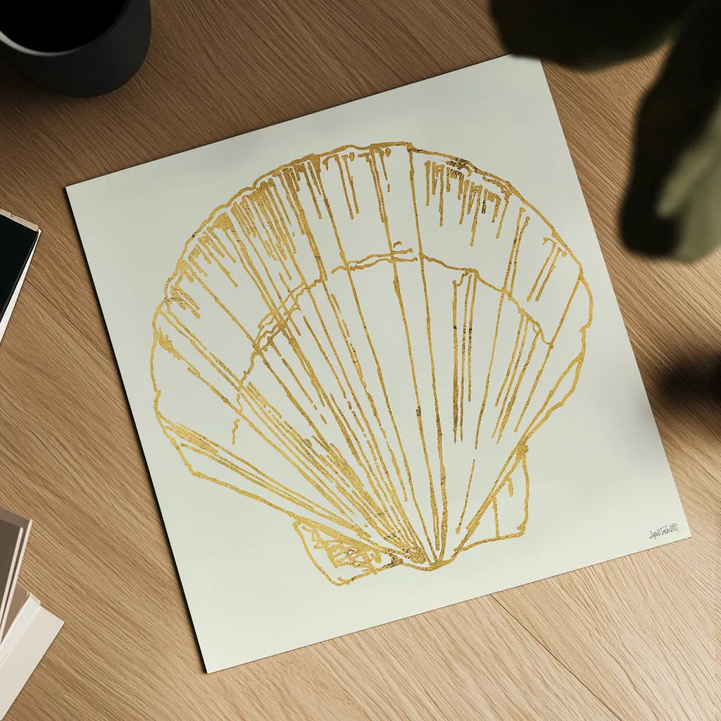 Coastal Breeze Shell Sketches V by Anne Tavoletti. Shown as a detailed flat fine art print, highlighting archival giclee quality. Available as an archival giclee rolled canvas, fine art paper, or poster print. SKU 22650a.