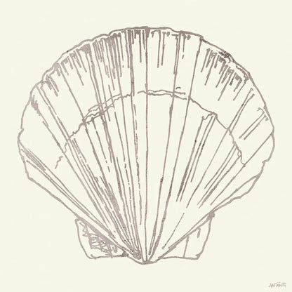 Coastal Breeze Shell Sketches V Silver by Anne Tavoletti. SKU 63509a. Archival Giclee Fine art print for wall decor.