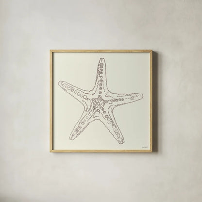 Coastal Breeze Shell Sketches VI Silver by Anne Tavoletti. Shown in a natural wood glass frame for a timeless modern aesthetic. Available as an archival giclee rolled canvas, fine art paper, or poster print. SKU 63510a.