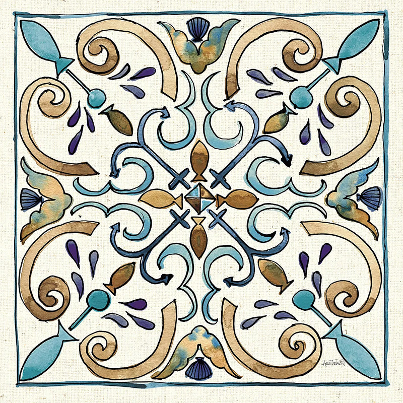 Coastal Breeze Tile I by Anne Tavoletti. SKU 20652a. Archival Giclee Fine art print for wall decor.