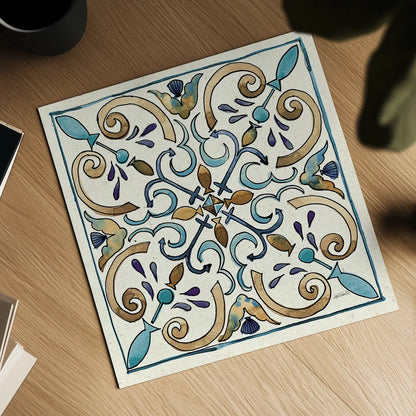 Coastal Breeze Tile I by Anne Tavoletti. Shown as a detailed flat fine art print, highlighting archival giclee quality. Available as an archival giclee rolled canvas, fine art paper, or poster print. SKU 20652a.