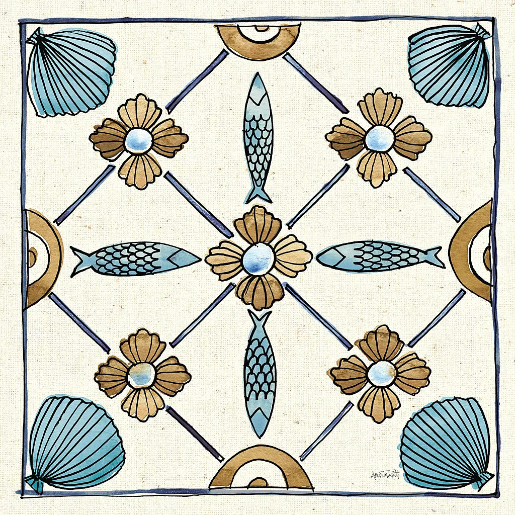 Coastal Breeze Tile II by Anne Tavoletti. SKU 20653a. Archival Giclee Fine art print for wall decor.