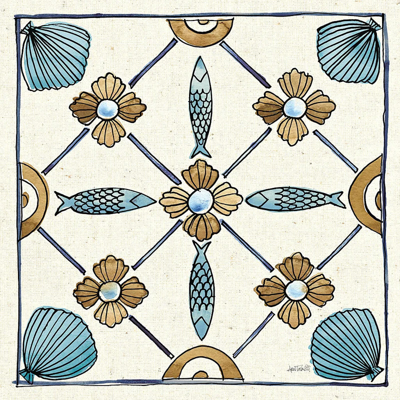 Coastal Breeze Tile II by Anne Tavoletti. SKU 20653a. Archival Giclee Fine art print for wall decor.