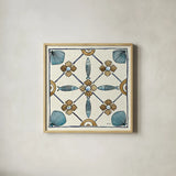 Coastal Breeze Tile II by Anne Tavoletti. Shown in a natural wood glass frame for a timeless modern aesthetic. Available as an archival giclee rolled canvas, fine art paper, or poster print. SKU 20653a.