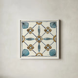 Coastal Breeze Tile II by Anne Tavoletti. Shown in a crisp white glass frame for a clean and minimalist style. Available as an archival giclee rolled canvas, fine art paper, or poster print. SKU 20653a.