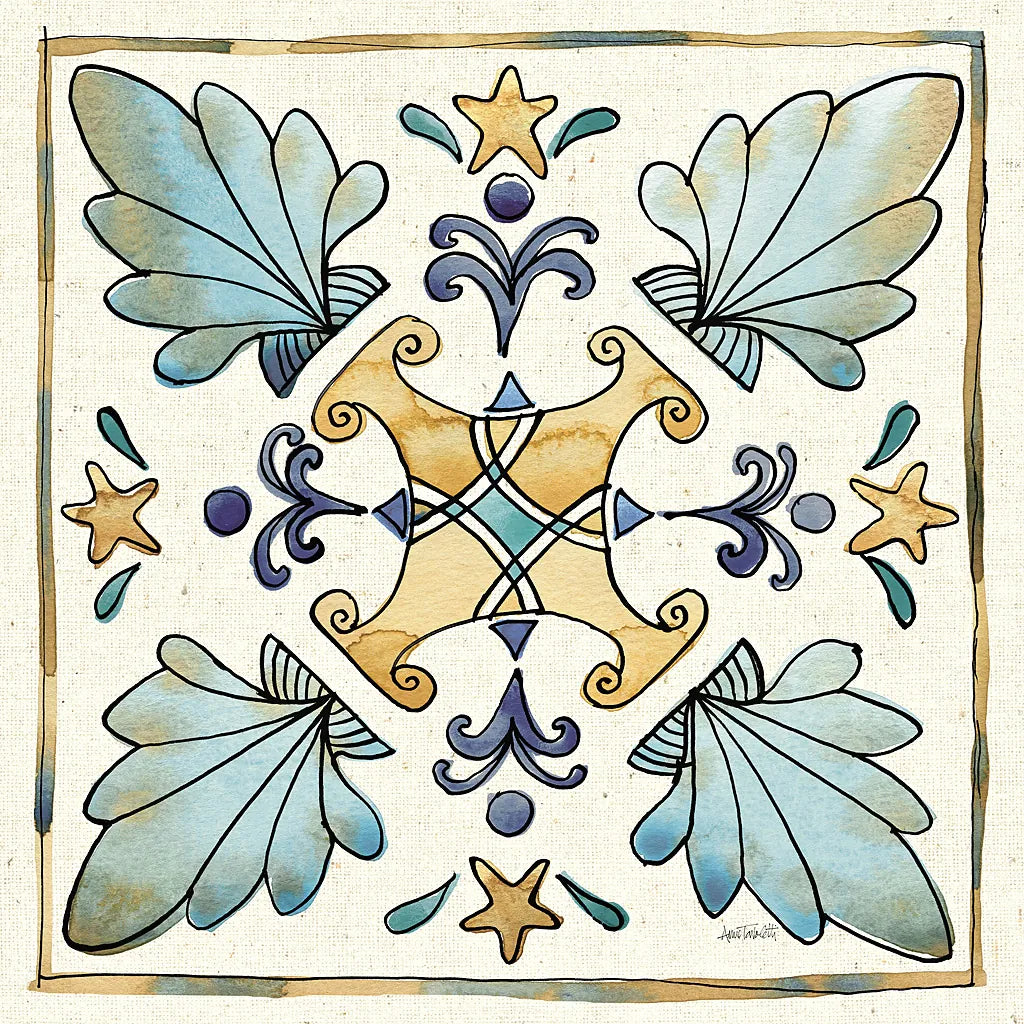 Coastal Breeze Tile III by Anne Tavoletti. SKU 20654a. Archival Giclee Fine art print for wall decor.