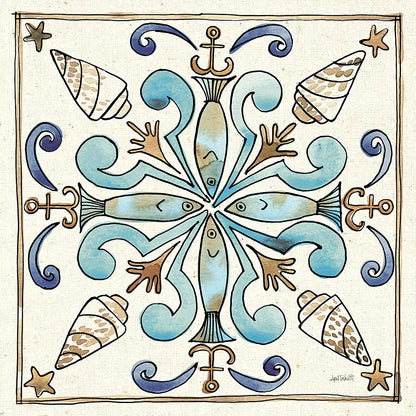 Coastal Breeze Tile IV by Anne Tavoletti. SKU 20655a. Archival Giclee Fine art print for wall decor.
