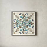 Coastal Breeze Tile IV by Anne Tavoletti. Shown in a sleek black glass frame for a contemporary gallery look. Available as an archival giclee rolled canvas, fine art paper, or poster print. SKU 20655a.