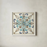 Coastal Breeze Tile IV by Anne Tavoletti. Shown in a crisp white glass frame for a clean and minimalist style. Available as an archival giclee rolled canvas, fine art paper, or poster print. SKU 20655a.