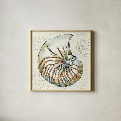 Coastal Breeze V by Anne Tavoletti. Shown in a natural wood glass frame for a timeless modern aesthetic. Available as an archival giclee rolled canvas, fine art paper, or poster print. SKU 20656a.