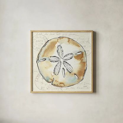 Coastal Breeze VI by Anne Tavoletti. Shown in a natural wood glass frame for a timeless modern aesthetic. Available as an archival giclee rolled canvas, fine art paper, or poster print. SKU 20657a.