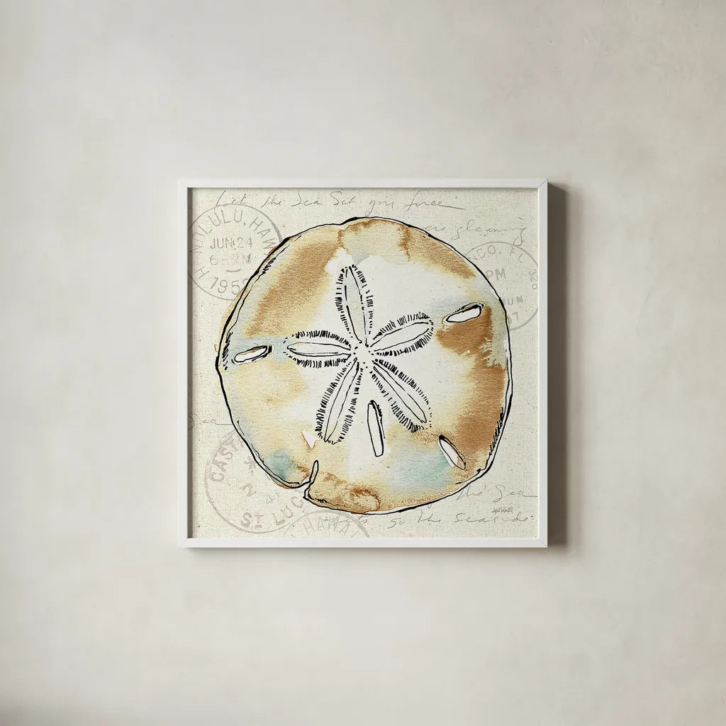 Coastal Breeze VI by Anne Tavoletti. Shown in a crisp white glass frame for a clean and minimalist style. Available as an archival giclee rolled canvas, fine art paper, or poster print. SKU 20657a.